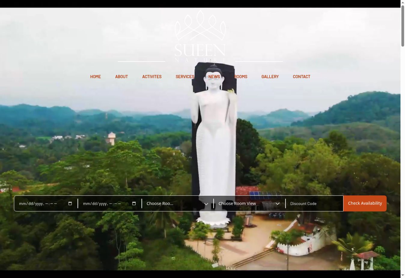 Sueen Nature Resort website screenshot